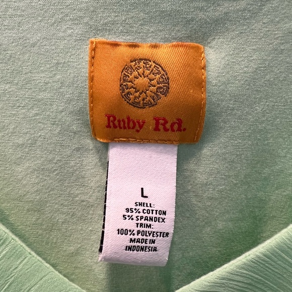 Ruby Rd. Mint Green Top with Ruffles - Picture 2 of 6
